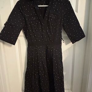 White House Black Market Black Dress with White Dots
